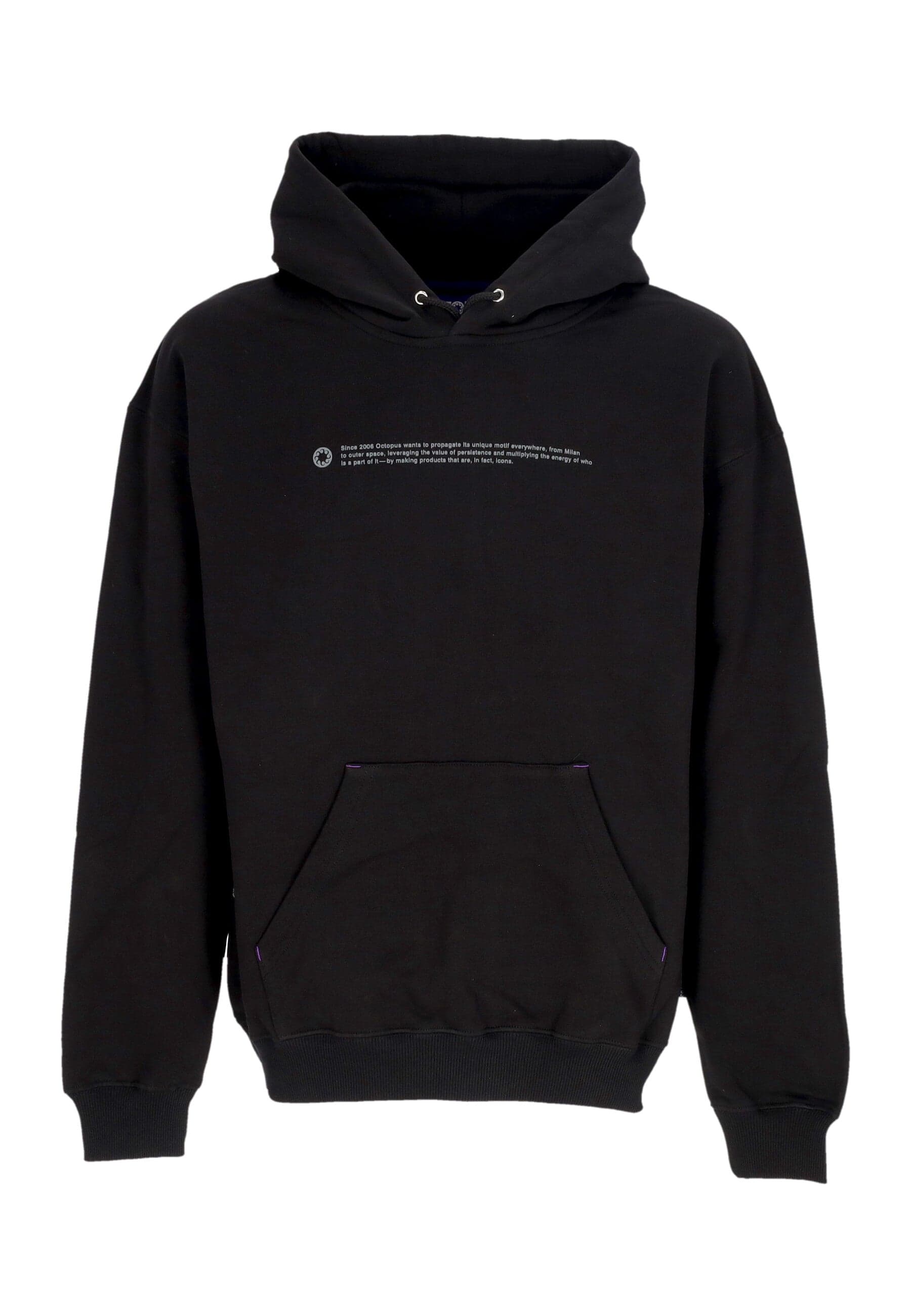 OCTOPUS Felpa Leggera Cappuccio Uomo Outline Logo Hoodie Black - 3