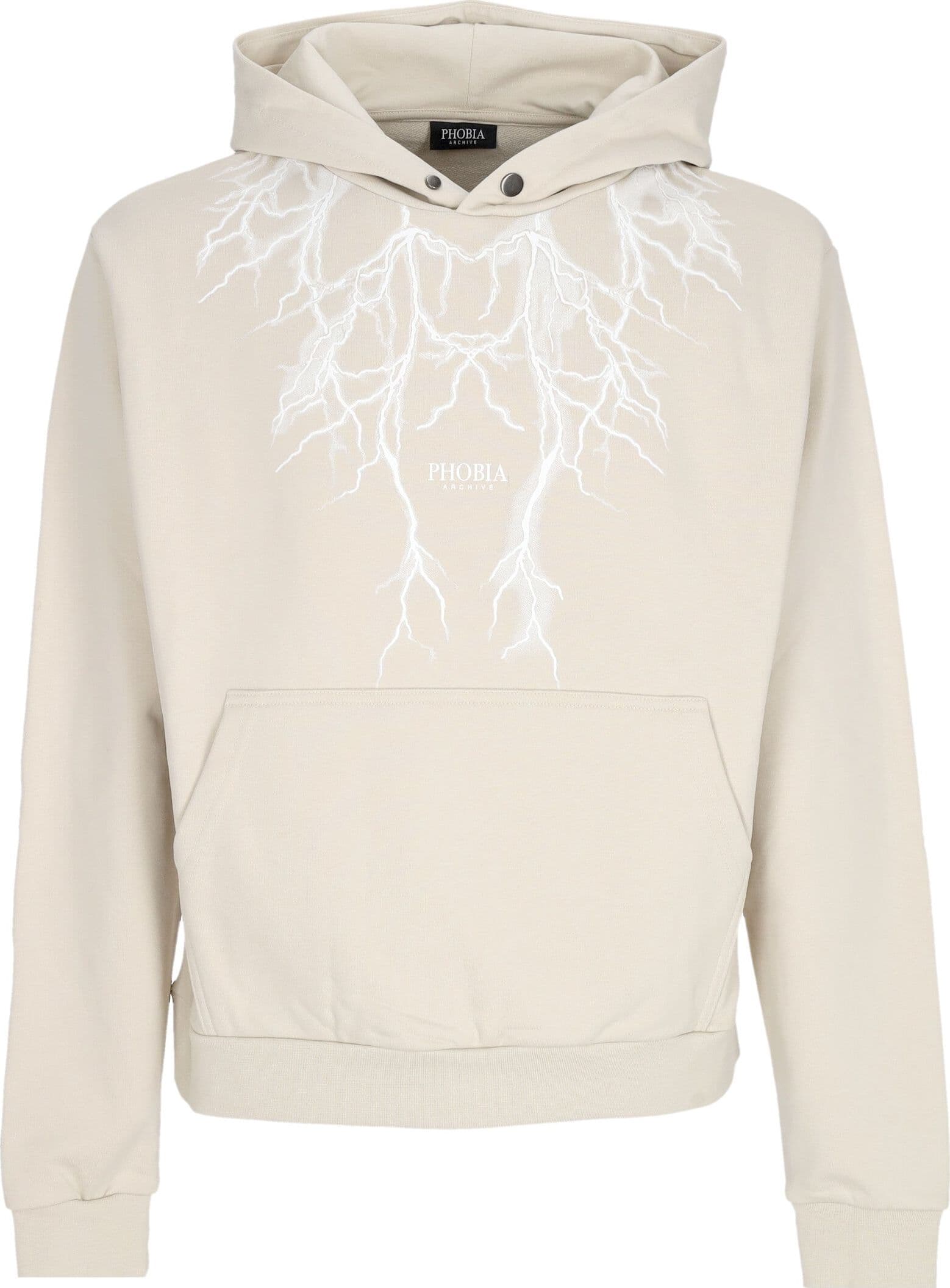 PHOBIA Felpa Leggera Cappuccio Uomo White Lightning Hoodie Beige