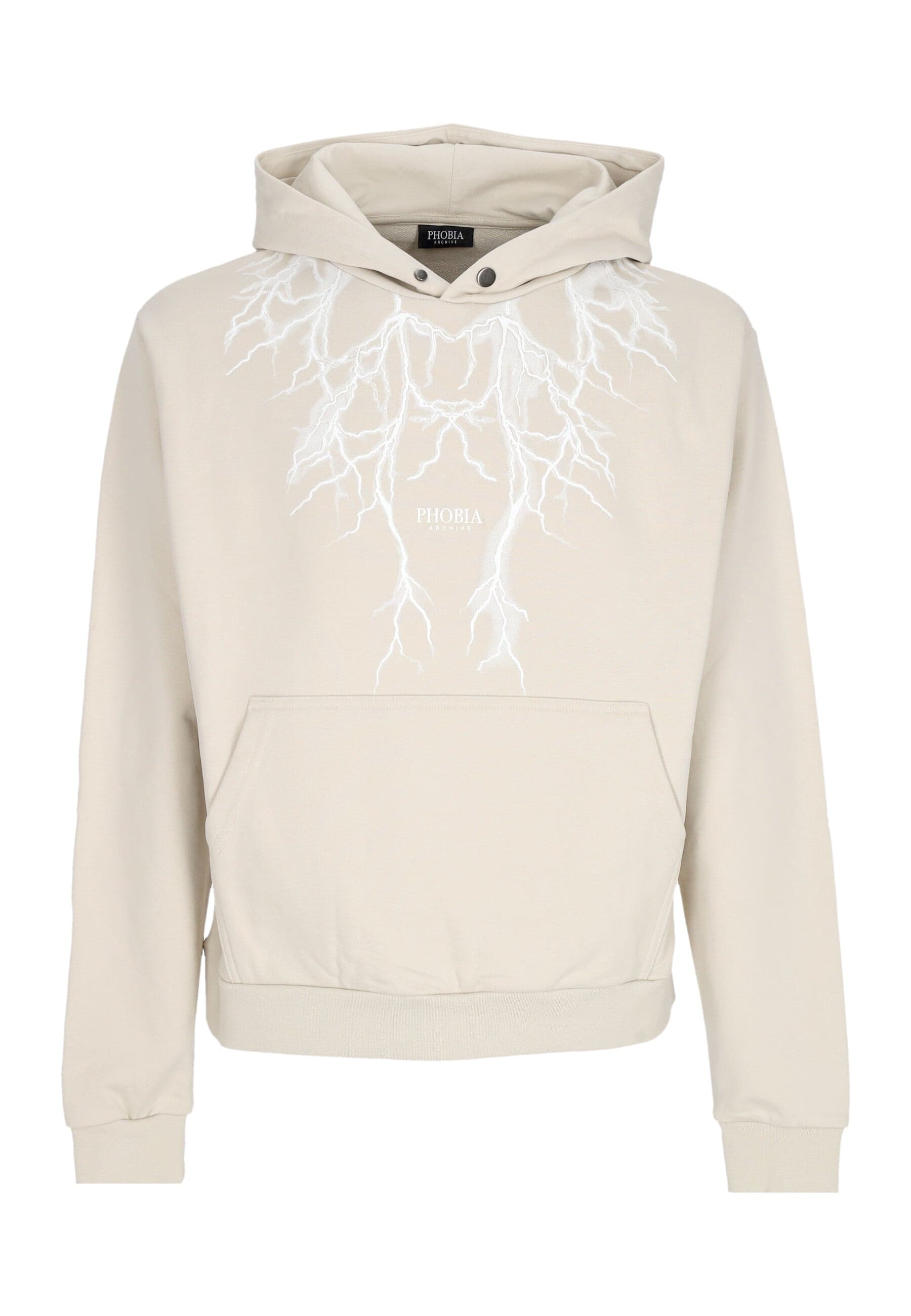 PHOBIA Felpa Leggera Cappuccio Uomo White Lightning Hoodie Beige - 3