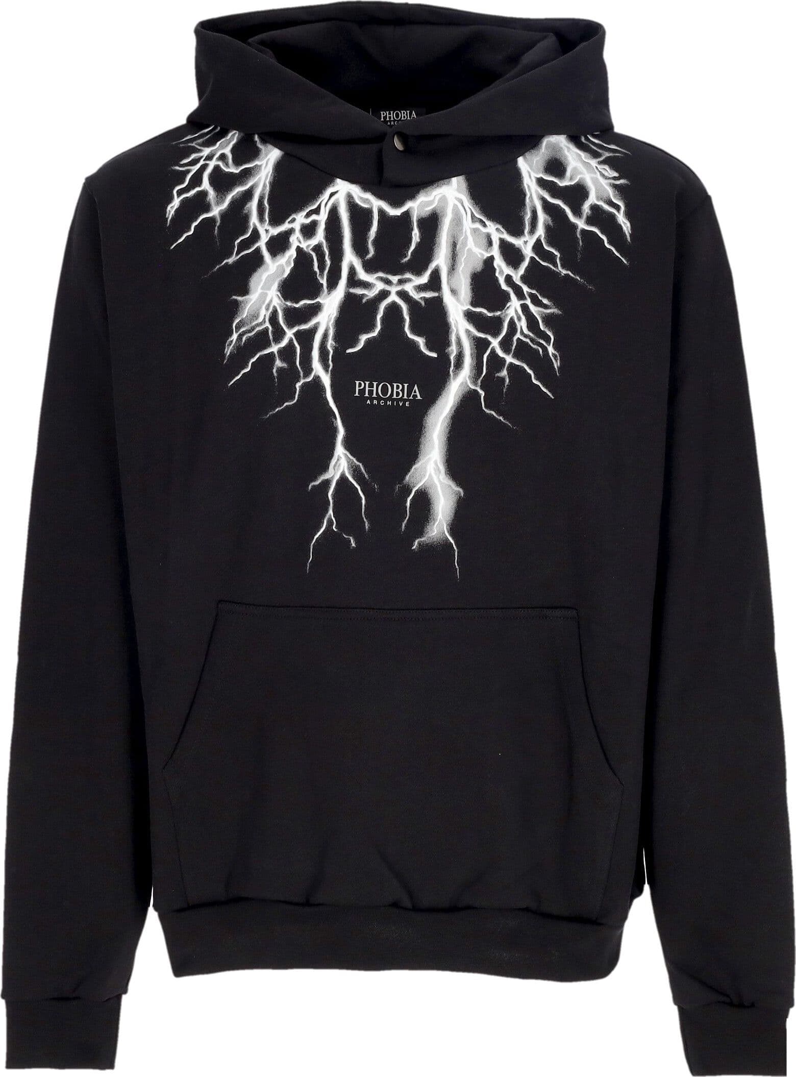 PHOBIA Felpa Leggera Cappuccio Uomo Reflective Lightning Hoodie Black