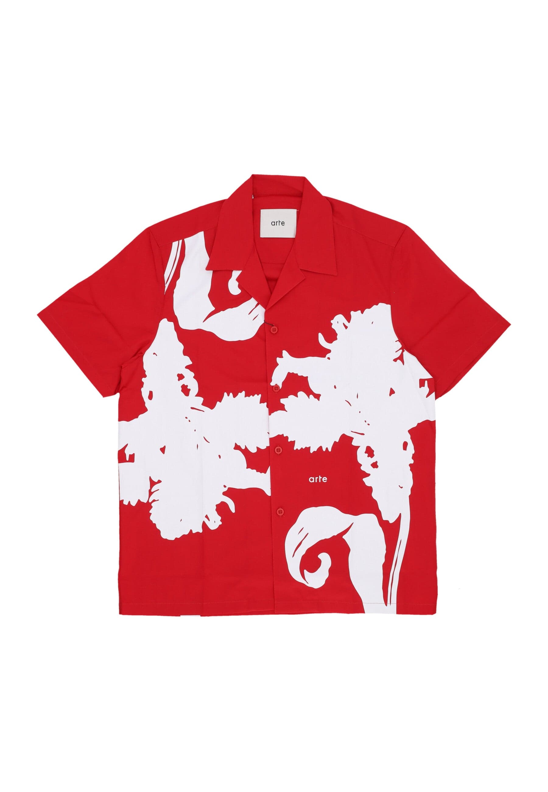 ARTE Camicia Manica Corta Uomo Big Flower Shirt Red/white - 3