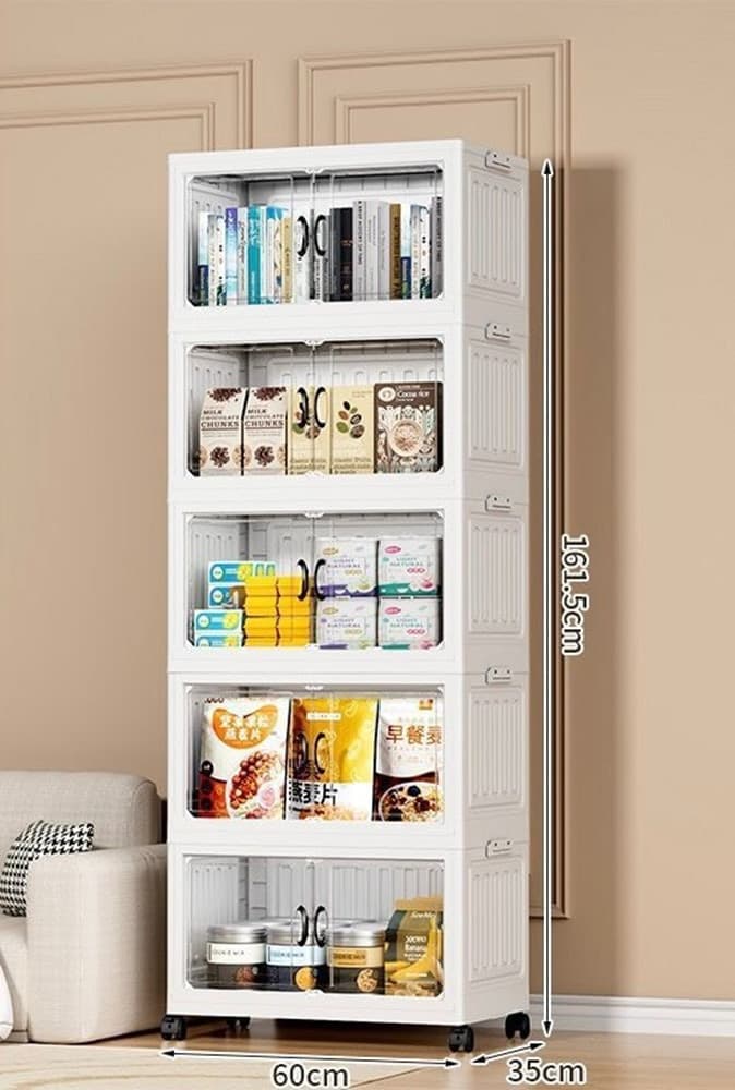 ARMADIETTO PIEGHEVOLE IN PLASTICA CON 4 RUOTE MOBILI CONTENITORI ORGANIZZAZIONE CASA UFFICIO - 9