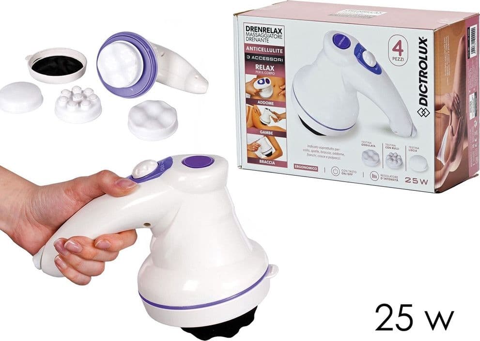 MASSAGGIATORE ANTI CELLULITE 25 W CON 3 TESTINE DIFFERENTI PER BRACCIA COLLO PANCIA - 9
