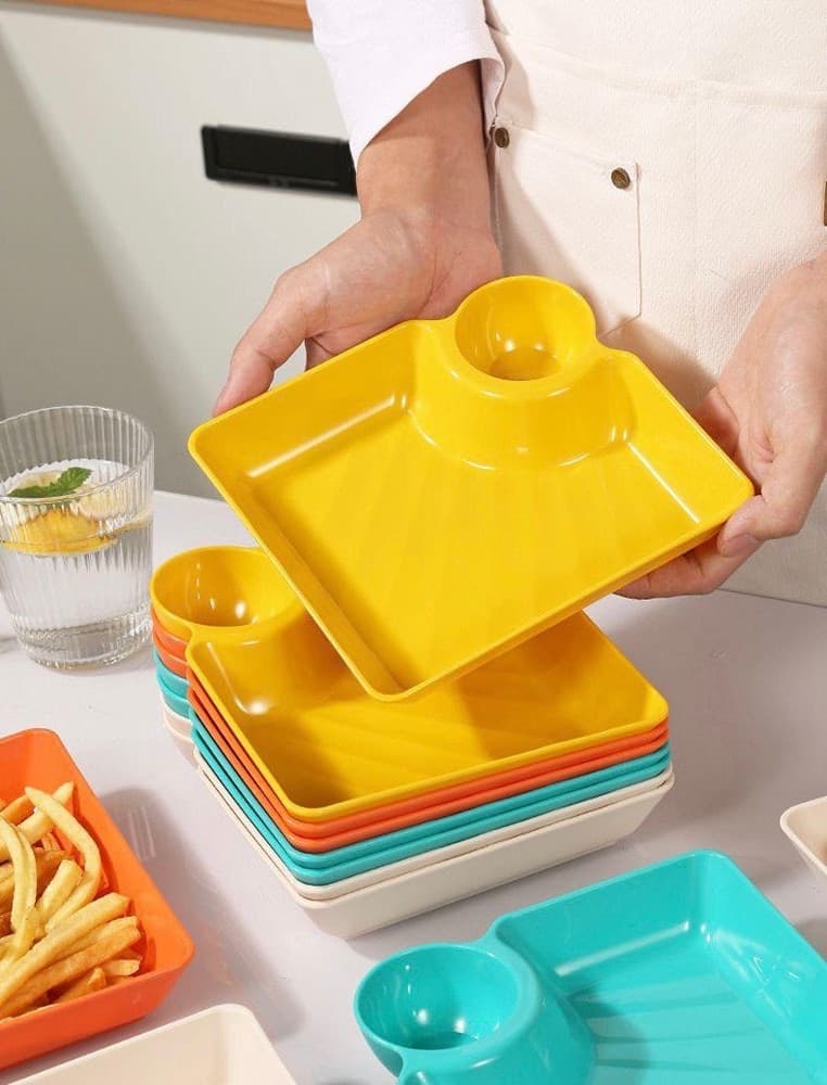 SET 8PZ PIATTO DA PORTATA MULTIFUNZIONE PER SALSE CIOTOLA IMMERSIONE PER SNACK FESTE - 11