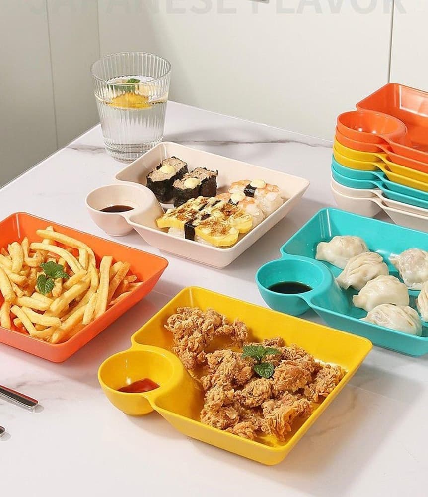 SET 8PZ PIATTO DA PORTATA MULTIFUNZIONE PER SALSE CIOTOLA IMMERSIONE PER SNACK FESTE - 12