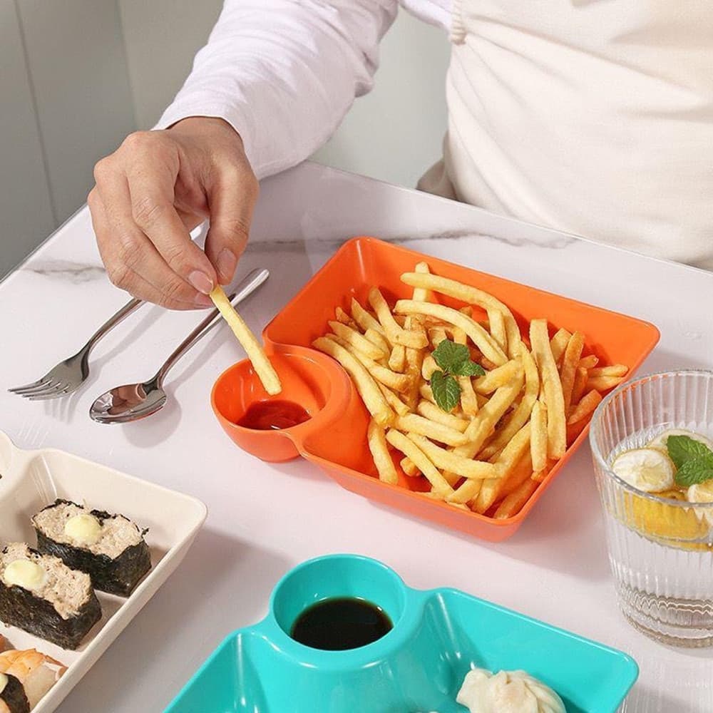 SET 8PZ PIATTO DA PORTATA MULTIFUNZIONE PER SALSE CIOTOLA IMMERSIONE PER SNACK FESTE - 10