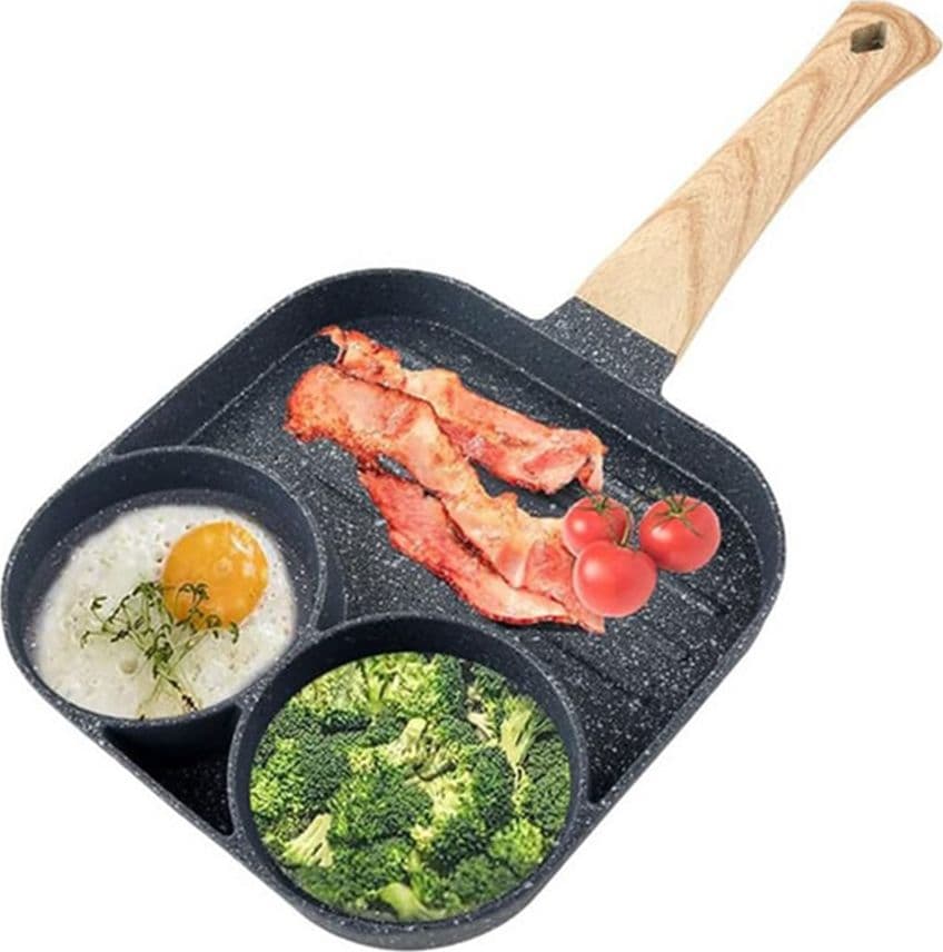 PADELLA ANTIADERENTE MULTIFUNZIONALE 3IN1 CON 3 SEZIONI DIVISE ACCESSORI CUCINA CASA 624284 - 3