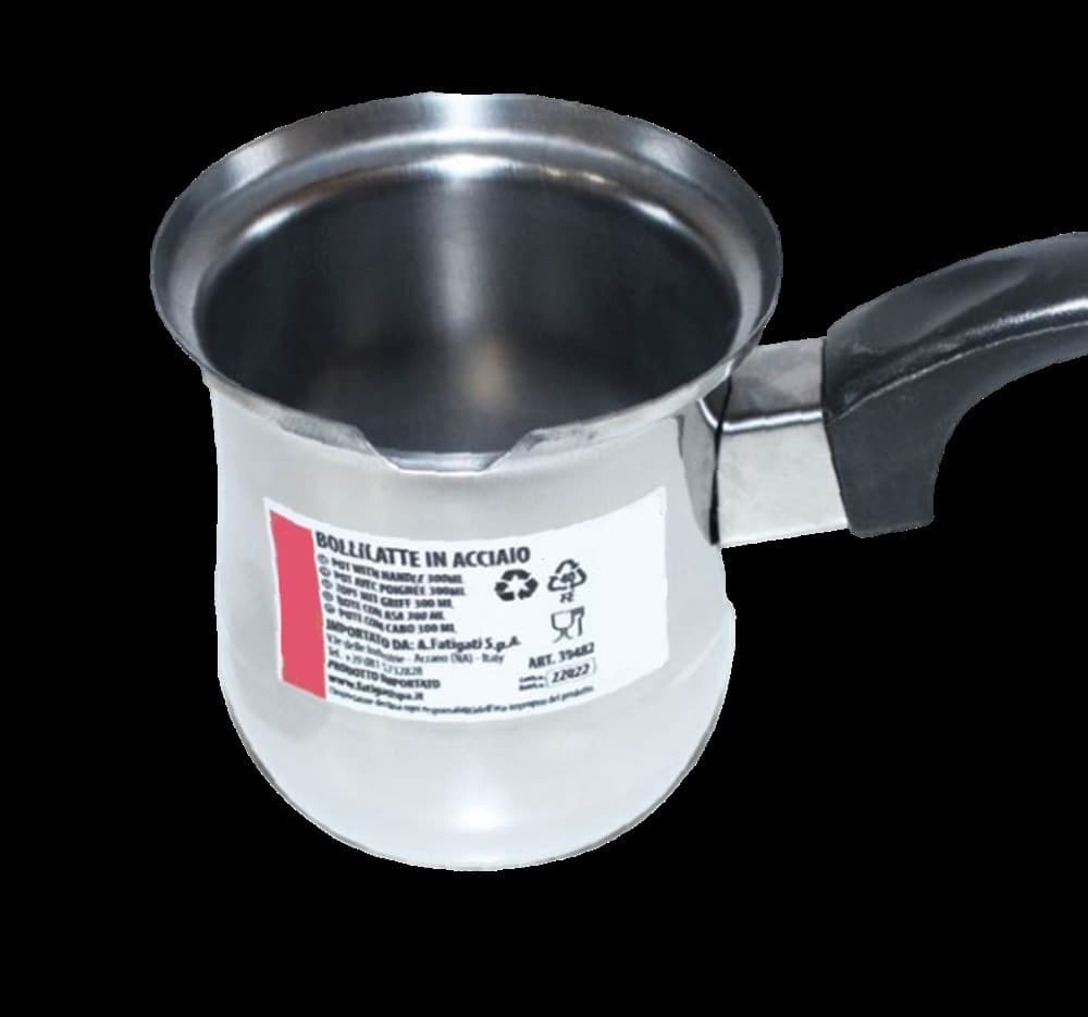 BOLLITORE BOLLILATTE PENTOLINO IN ACCIAIO INOX 300/400/500/1000ML CON MANICO ERGONOMICO - 6
