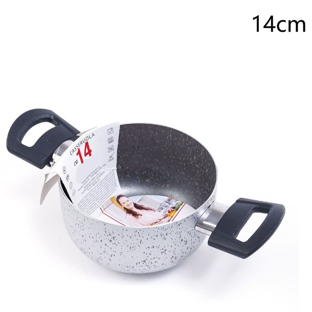 CASSERUOLA PENTOLA CON 2 MANICI ANTIADERENTE DIAMETRO 14/16/24/26 CM UTENSILE PER CUCINARE - 6