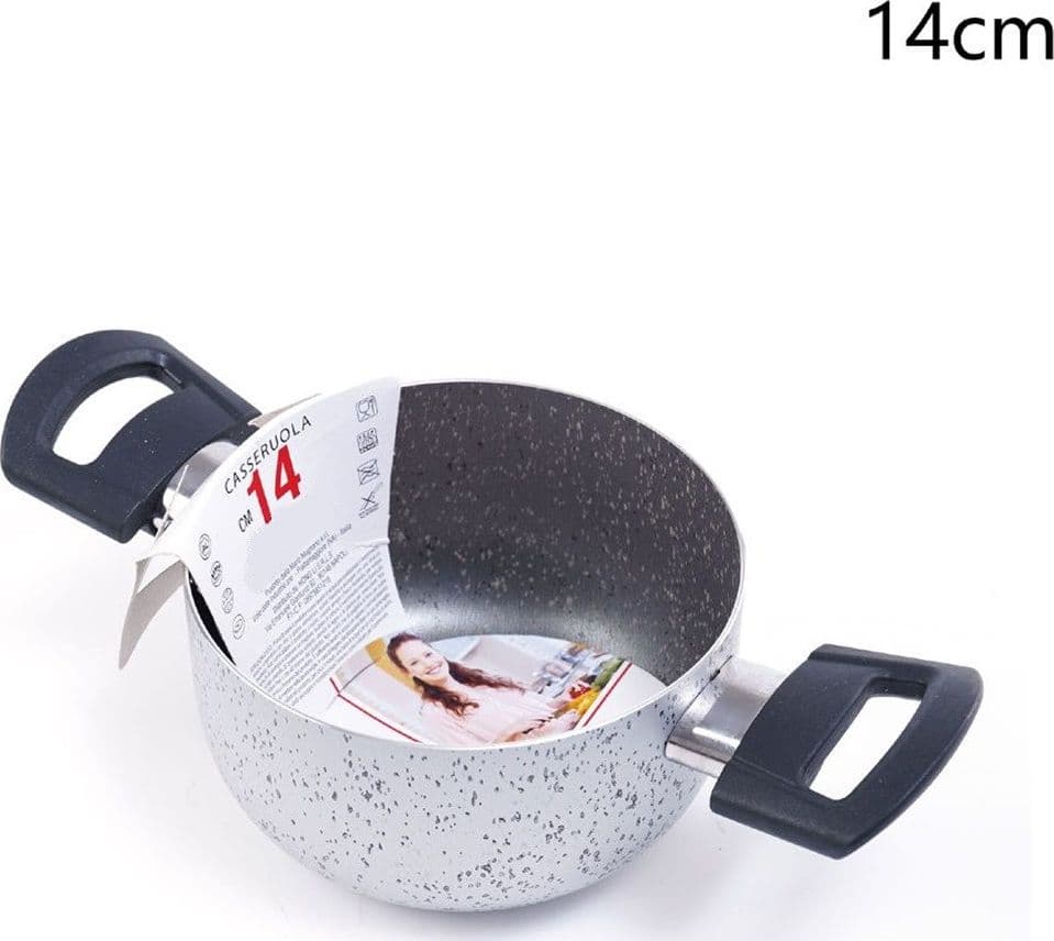 CASSERUOLA PENTOLA CON 2 MANICI ANTIADERENTE DIAMETRO 14/16/24/26 CM UTENSILE PER CUCINARE - 4
