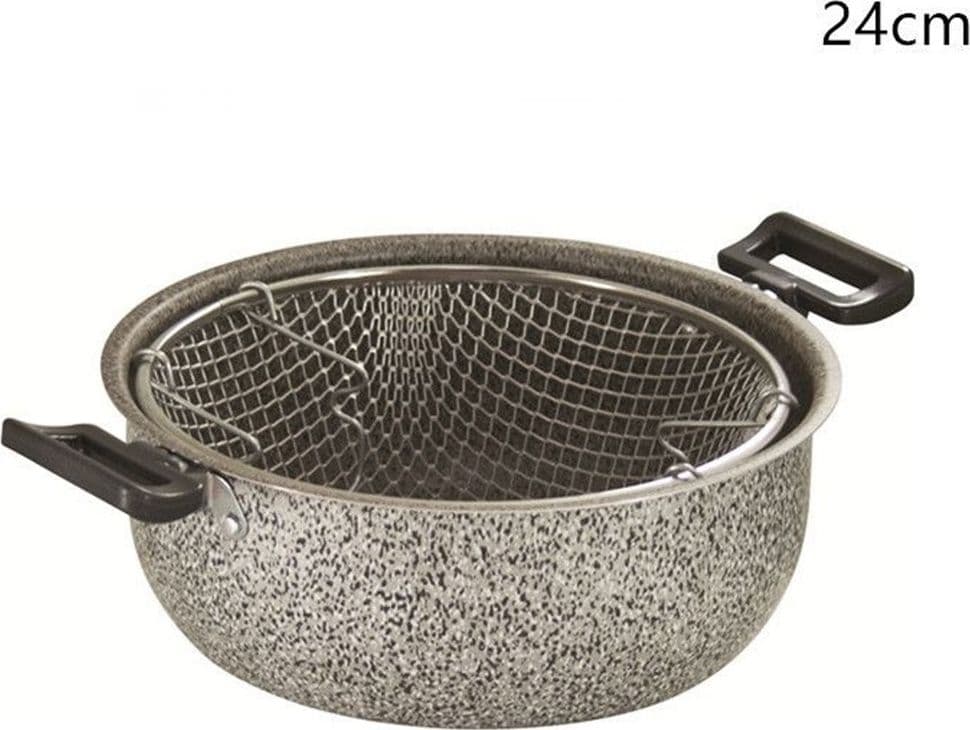 PENTOLA FRIGGITRICE IN ALLUMINIO RIVESTIMENTO ANTIADERENTE CON 2 MANICI 24CM 036657M - 2
