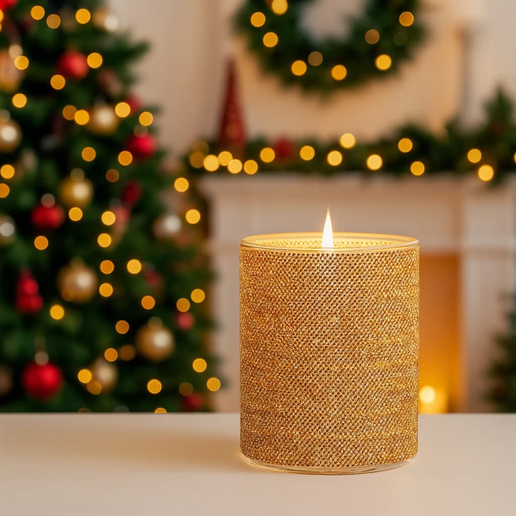 Candela con strass in vetro decorazioni e profumazione per ambienti 380 gr in Diffusori di oli essenziali Decor Space - Altamura, commercioVirtuoso.it