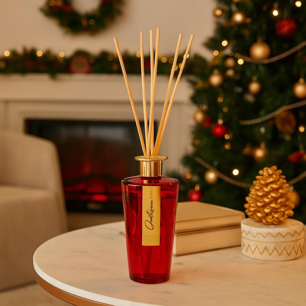 Diffusore di essenza in vetro rosso decorazione e profumazione per ambienti in Diffusori di oli essenziali Decor Space - Altamura, commercioVirtuoso.it
