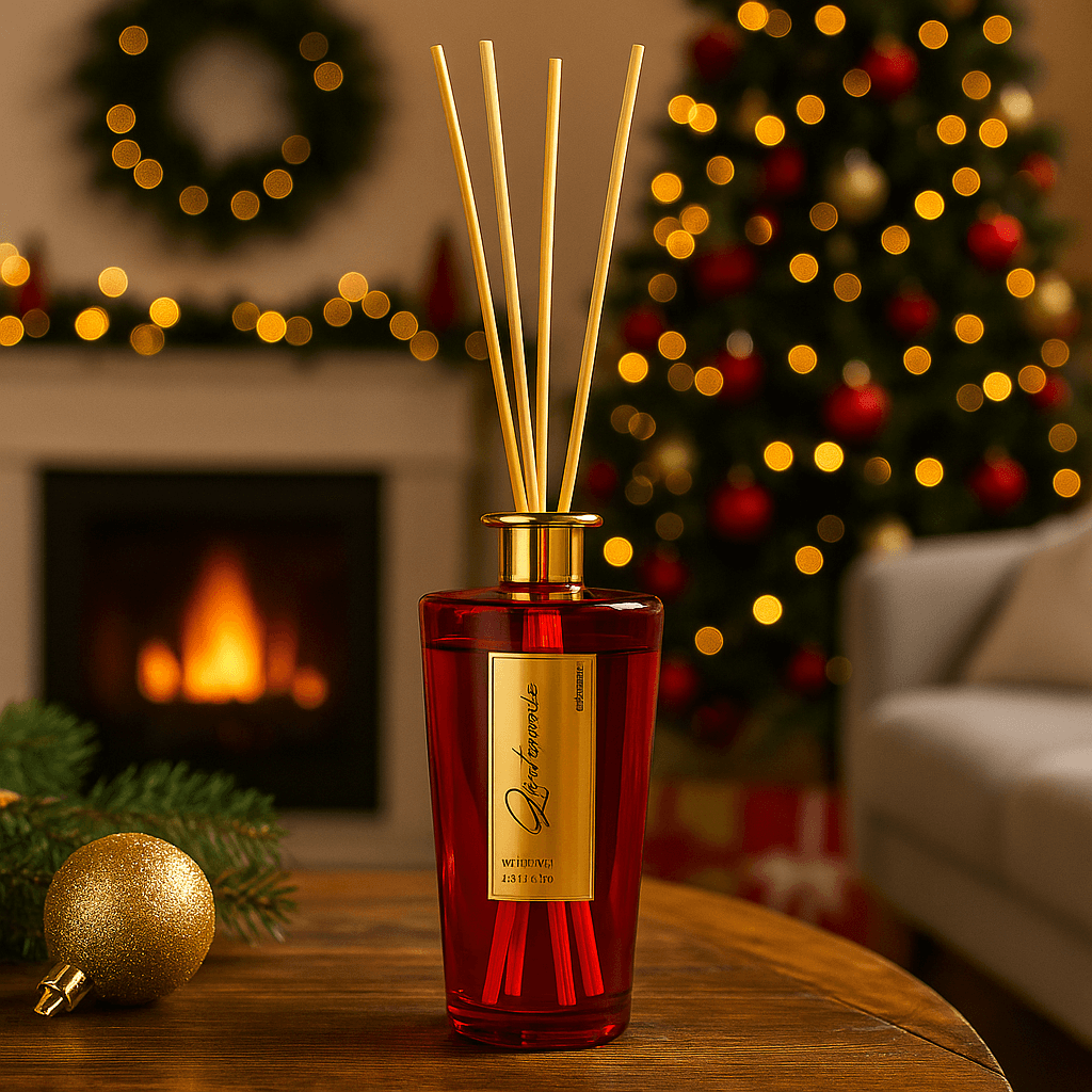 Diffusore di essenza in vetro rosso decorazione e profumazione per ambienti in Diffusori di oli essenziali Decor Space - Altamura, commercioVirtuoso.it