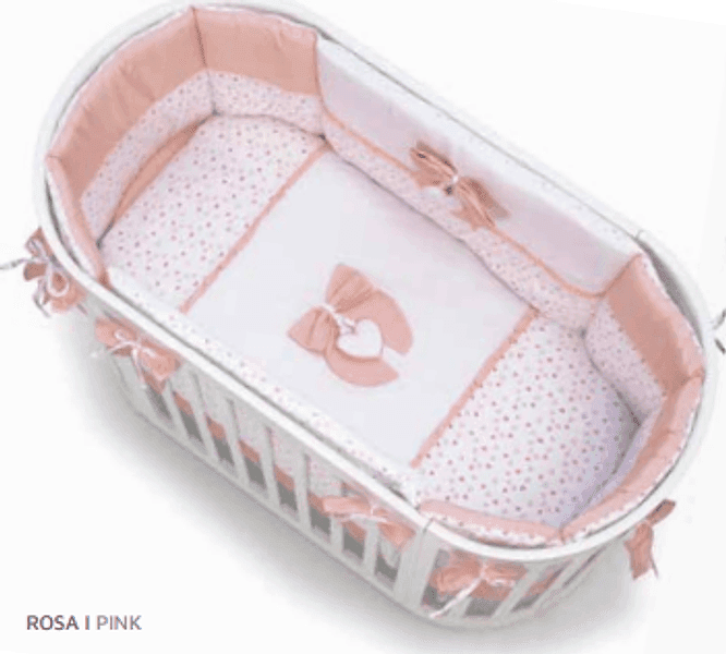Corredo Tessile Letto Ovale Cuoricini Leonardo – Rosa