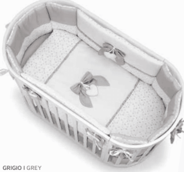 Corredo Tessile Letto Ovale Cuoricini Leonardo – Grigio
