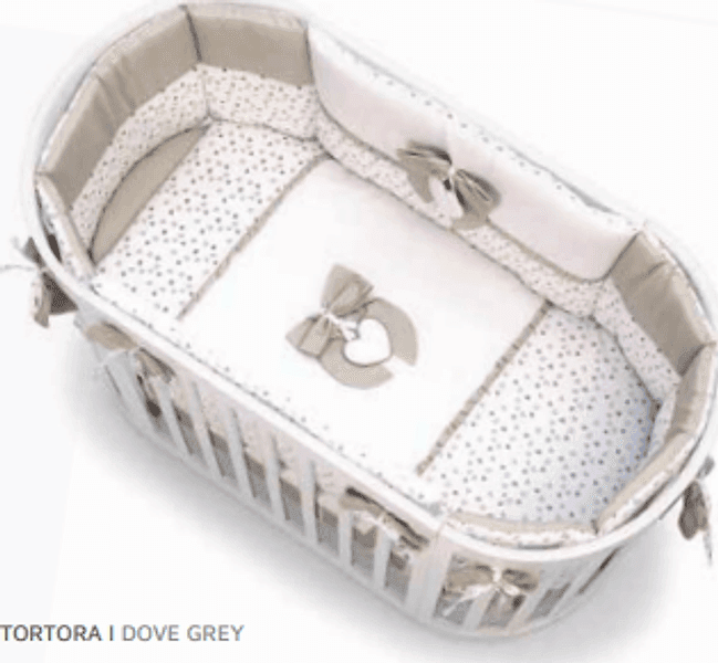 Corredo Tessile Letto Ovale Cuoricini Leonardo – Tortora