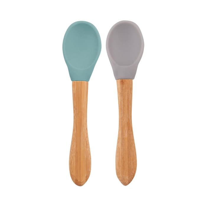 Coppia di cucchiai manico legno Scoops Minikoioi – Acqua e grigio
