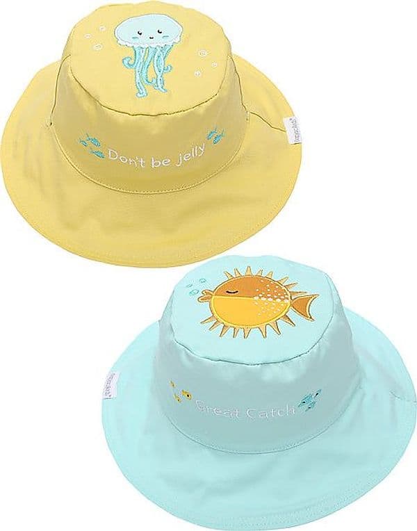 Cappello Estivo Reversibile Anti-UV SPF 50+ Pesce+Medusa - 100% cotone FlapJackKids