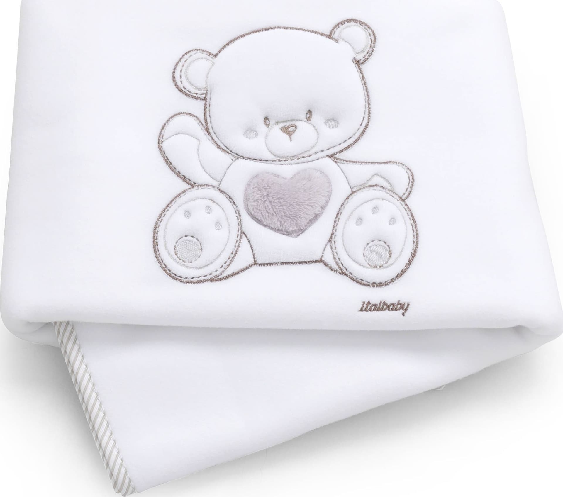 Copertina Pile Lettino Ricamata Italbaby Jolie Tortora