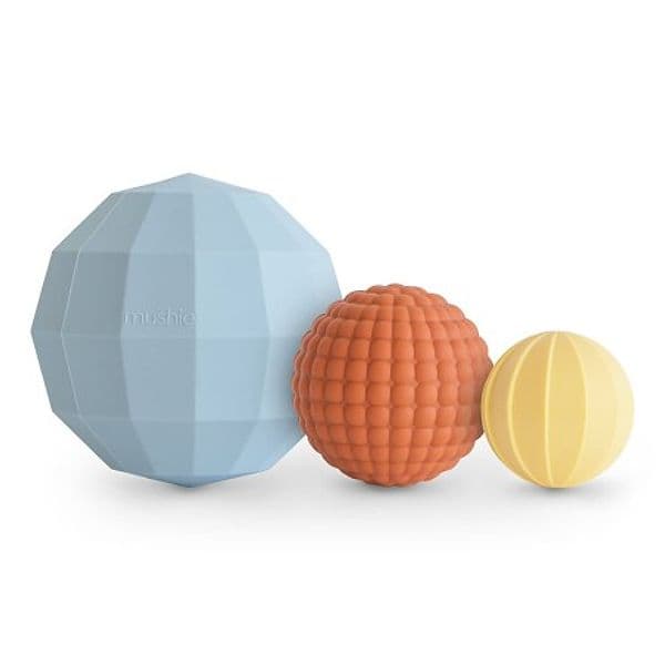 Giocattolo Sensoriale Mushie Spheres3 Solid – Azzurro Polvere