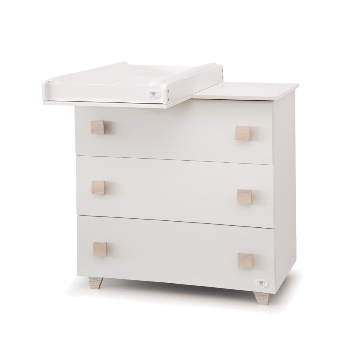 Piano Fasciatoio Cuoricini per Comò Oslo c/imbottitura – Bianco