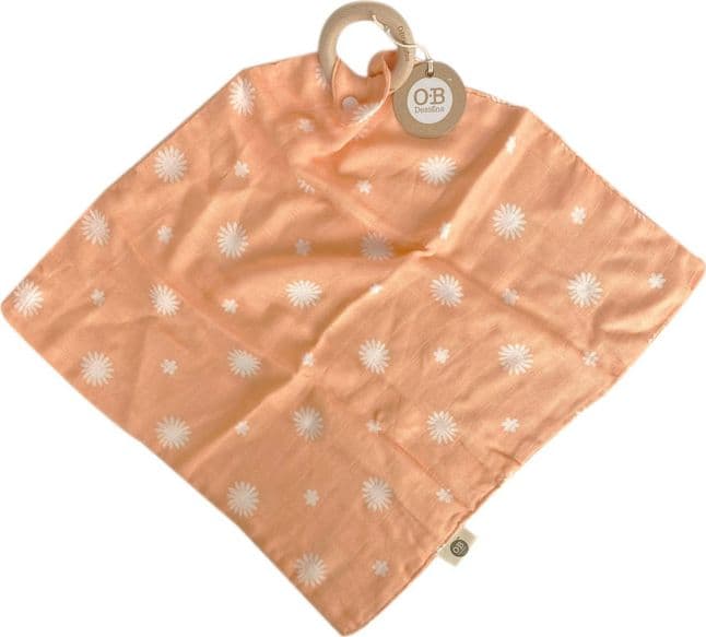 Mussola con anello per la dentizione OB Designs – Peach Flower
