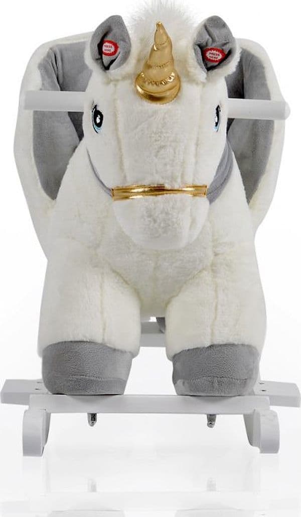 Dondolo Cavalcabile Moni Trade Peluche Unicorno – Bianco & Grigio
