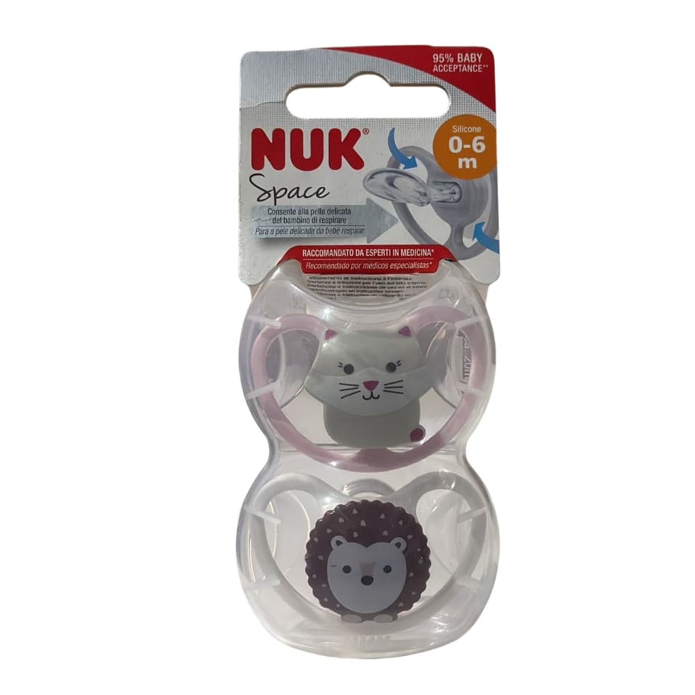 SUCCHIETTO NUK SPACE Silicone 0-6  2PZ – Gatto/Riccio