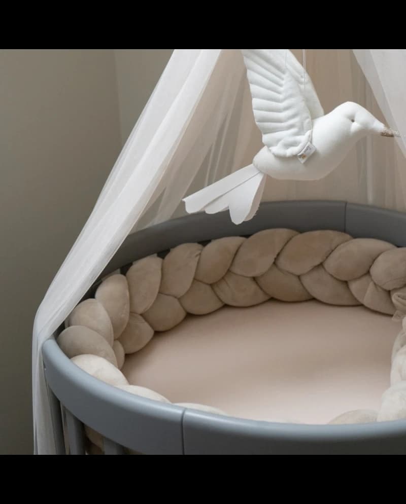 Treccia Paracolpi Per Culla Waldin In Velluto – Beige
