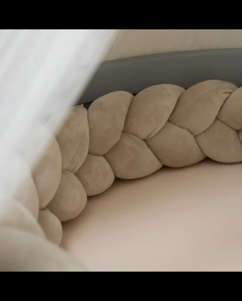 Treccia Paracolpi Per Culla Waldin In Velluto – Beige