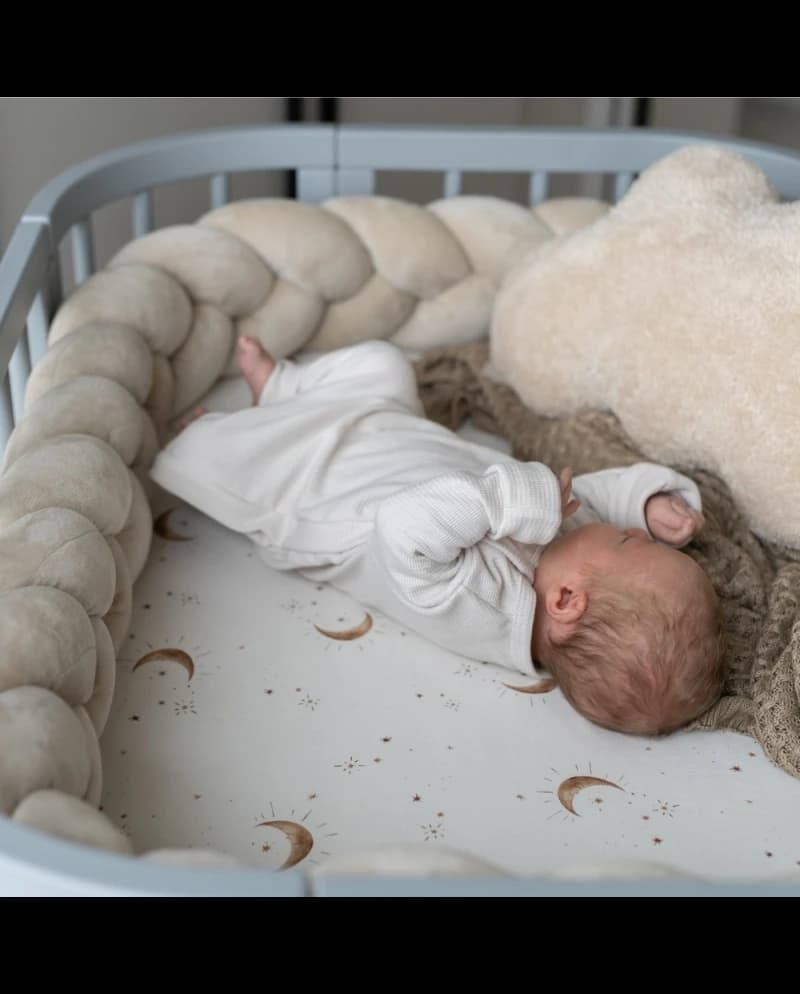 Treccia Paracolpi Per Culla Waldin In Velluto – Beige