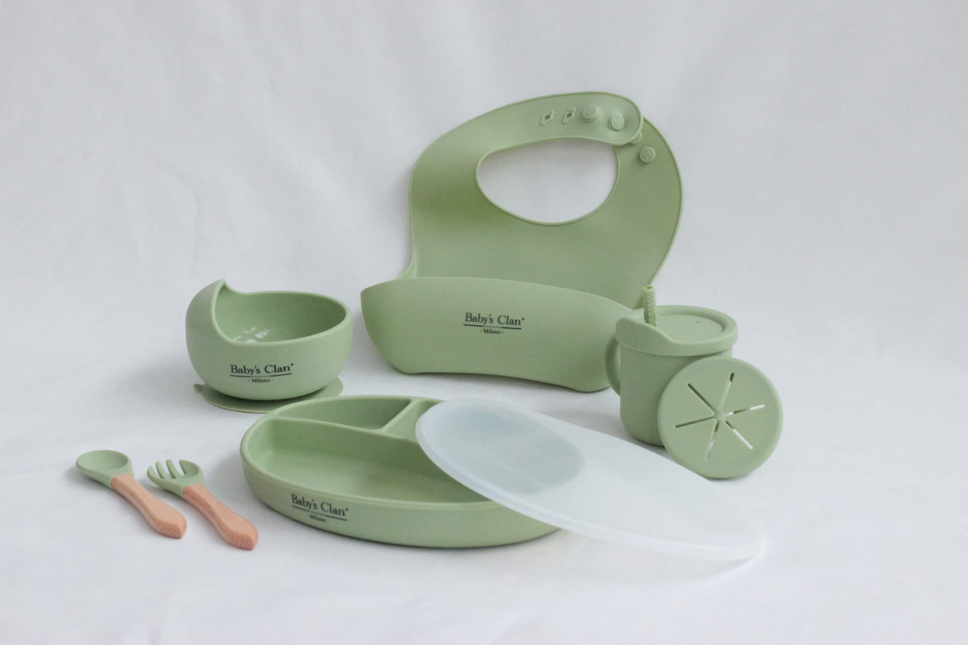 Set Pappa Silicone 9 Pezzi Verde Baby's Clan