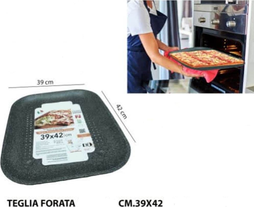 TEGLIA PIZZA FORATA RUOTO IN ALLUMINIO CON RIVESTIMENTO ANTIADERENTE IN VARIE FORME - 8