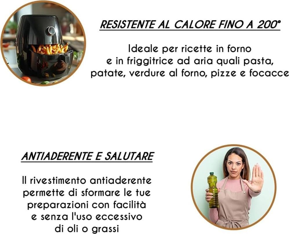 TEGLIA RETTANGOLARE BASSA 20X14XH3CM PER FRIGGITRICE AD ARIA FORNO ANTIADERENTE 054071 - 5