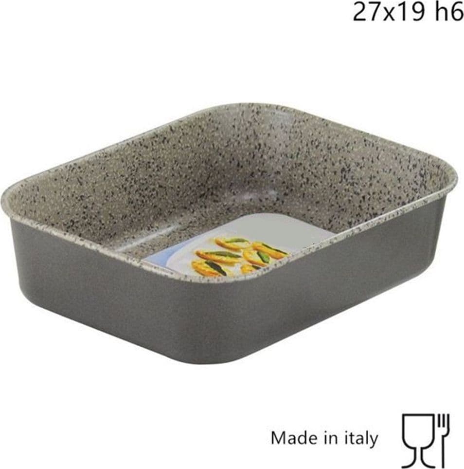 SFORNATUTTO PICCOLO TEGLIA 27X19XH6CM GRIGIO PIETRA IN ALLUMINIO ANTIADERENTE 036848M - 2