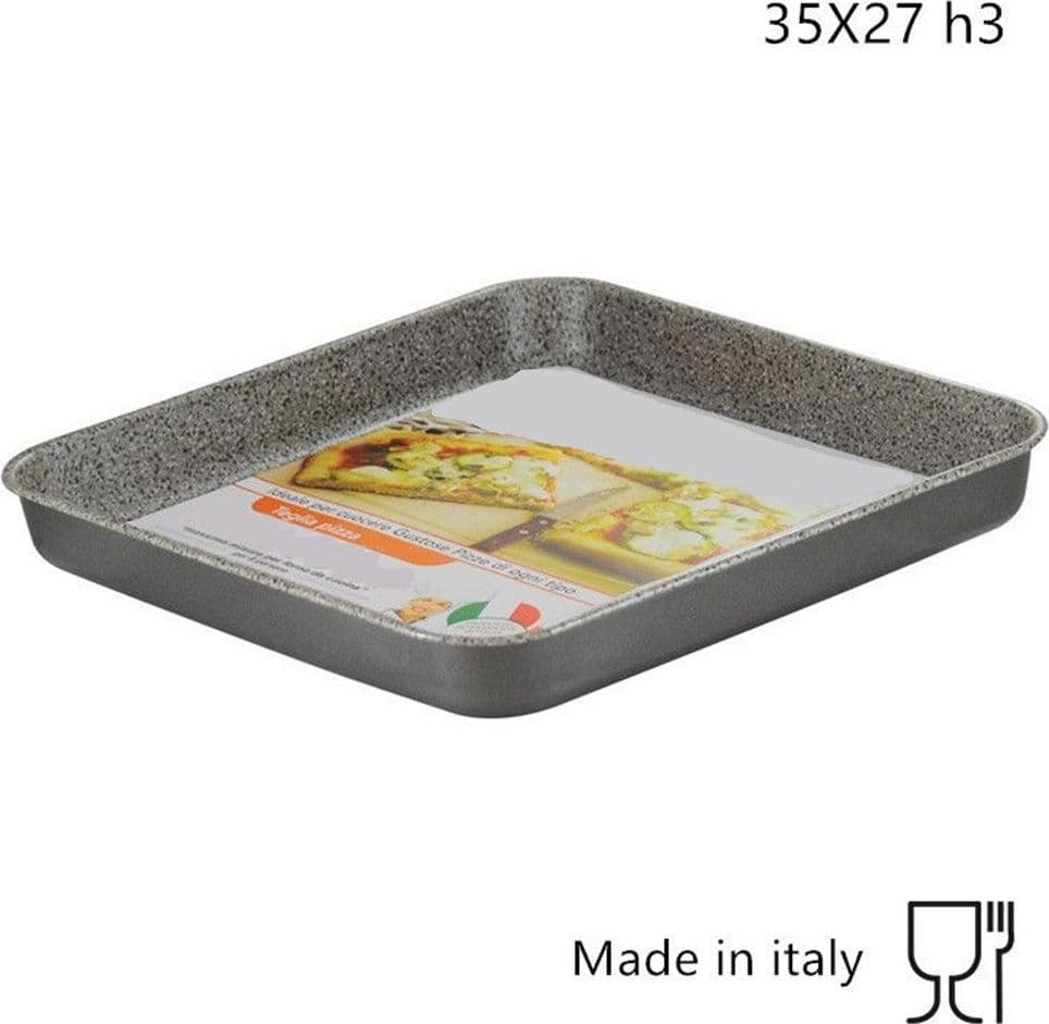 TEGLIA RETTANGOLARE BASSA PIZZA 35X27XH3 CM DA FORNO ANTIADERENTE ANTIGRAFFIO 037036M - 2