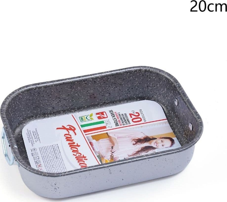 ROSTIERA TEGLIA RETTANGOLARE CON MANICI 20CM RIVESTIMENTO ANTIADERENTE ANTIGRAFFIO 056181 - 2