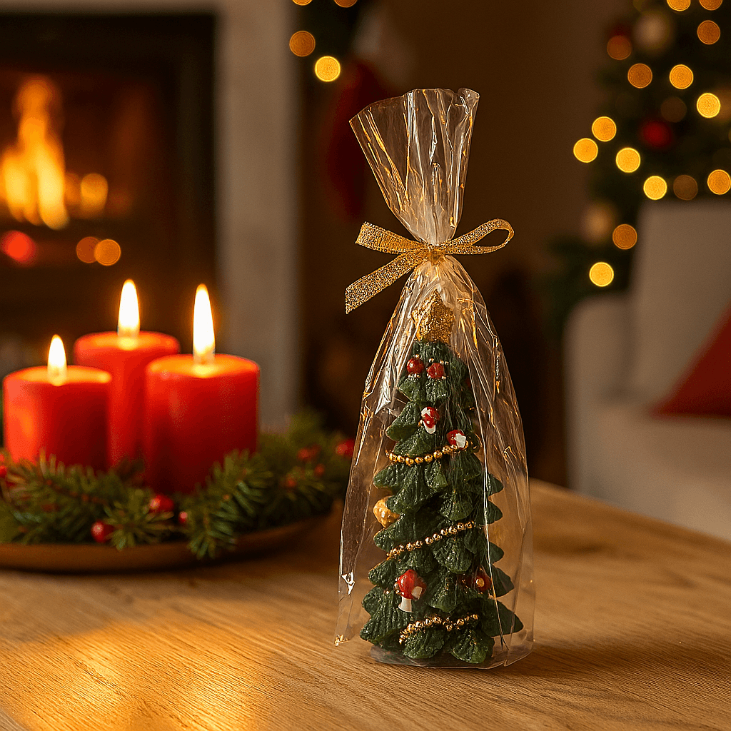 Candela decorativa albero "Wonderland" in cera per decorazioni natalizie in Diffusori di oli essenziali Decor Space - Altamura, commercioVirtuoso.it