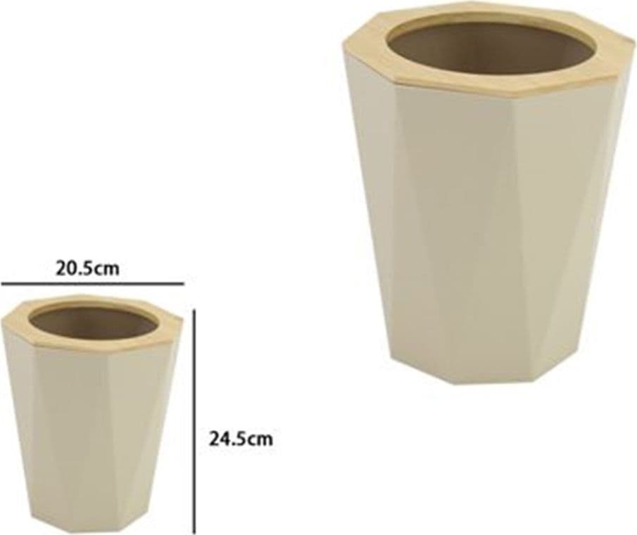 PATTUMIERA CESTINO SPAZZATURA A CILINDRO ESAGONALE GEOMETRICO BEIGE LEGNO DA BAGNO 10845 - 3