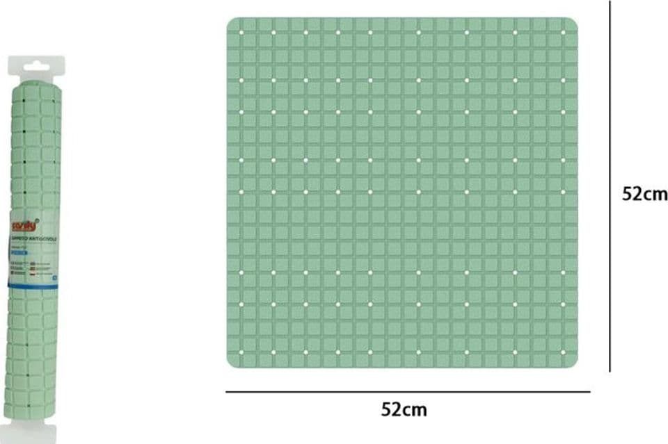 TAPPETO TAPPETINO VERDE PVC ANTISCIVOLO PER VASCA BAGNO DOCCIA QUADRATO 52X52CM 79764 - 2