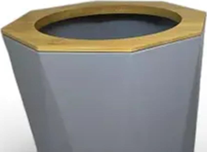 PATTUMIERA CESTINO SPAZZATURA A CILINDRO ESAGONALE GEOMETRICO GRIGIO LEGNO DA BAGNO 10850 - 6