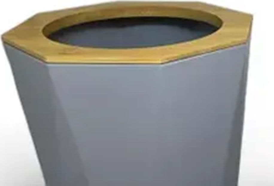 PATTUMIERA CESTINO SPAZZATURA A CILINDRO ESAGONALE GEOMETRICO GRIGIO LEGNO DA BAGNO 10850 - 6