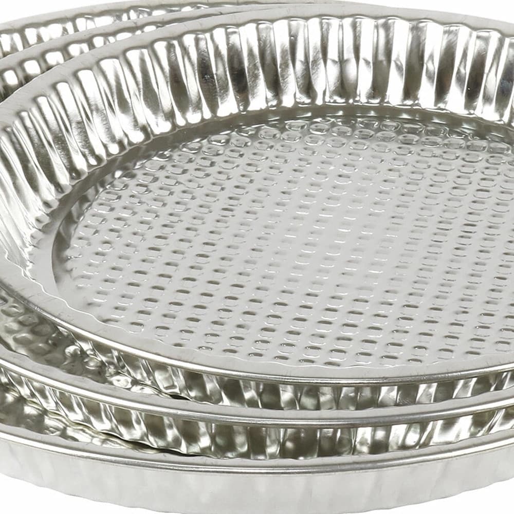 TRIS STAMPI PER CROSTATA TORTE DESSERT PASTICCINI IN LATTA 24/28/32 CM TEGLIE 007910A - 4