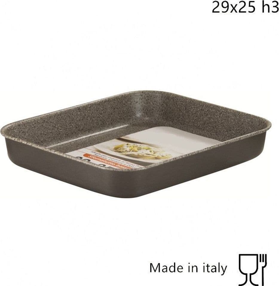 SFORNATUTTO BASSO TEGLIA 29X25XH3CM GRIGIO PIETRA IN ALLUMINIO ANTIADERENTE 036855M - 2