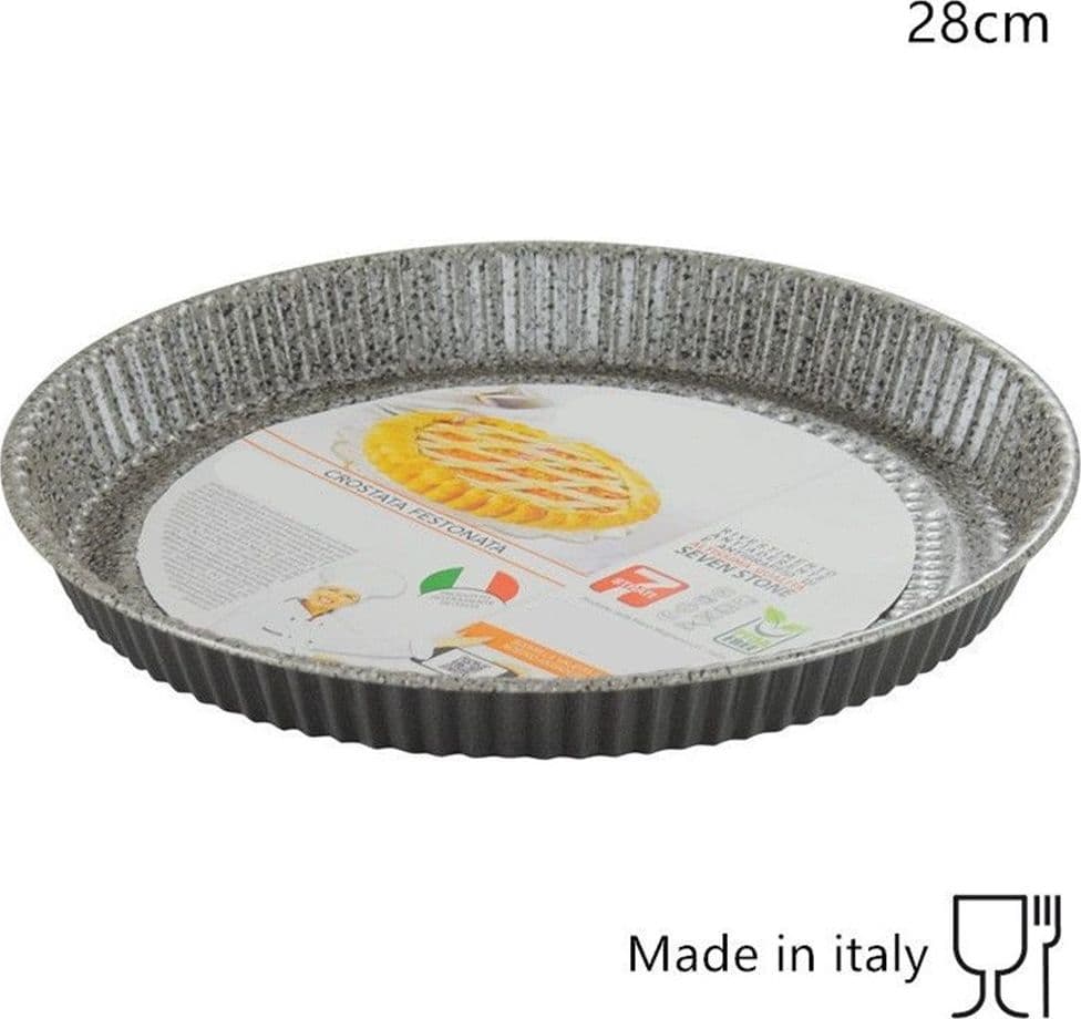 STAMPO CROSTATA ROTONDA CON BORDO FESTONATA TEGLIA Ø28CM ANTIADERENTE ANTIGRAFFIO 037111M - 2