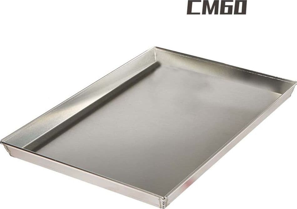 TEGLIA IN LATTA RETTANGOLARE SALDATA BORDATA DA 60CM PER PIZZA FORNO ARGENTO 006519 - 2