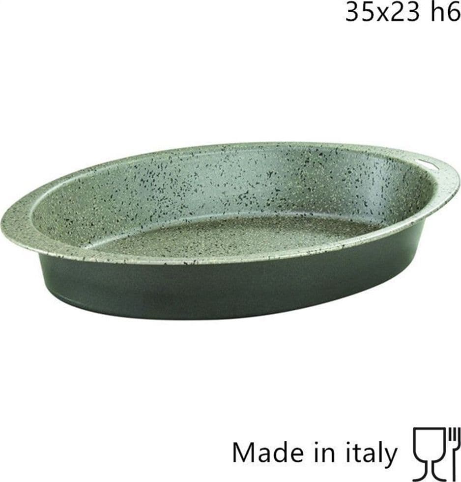 TEGLIA OVALE PER FORNO 35 X 23 X H6 CM IN ALLUMINIO ANTIADERENTE ANTIGRAFFIO 037081M - 2