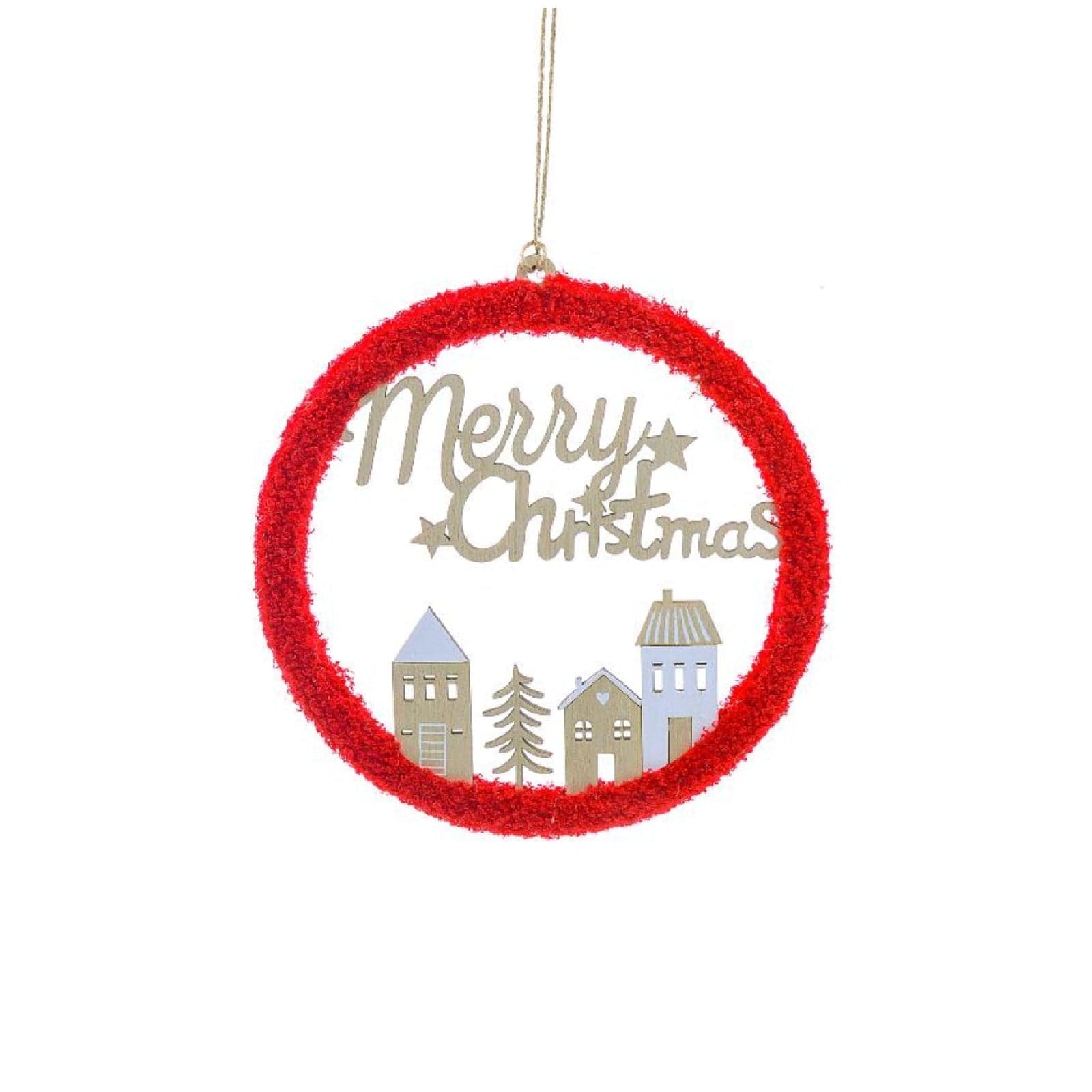 Pendente natalizio per Albero di Natale in legno con design villaggio in Palle e palline MagiediNatale.it - Altamura, commercioVirtuoso.it