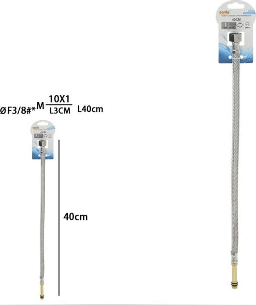 TUBO FLESSIBILE FLESSIBILI RUBINETTO MISCELATORE ACQUA 40 CM ØF3/8 X M10/1 L3CM 79913 - 2